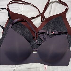 Victoria's Secret Wireless Bras - Set of 3  Maroon and Gray